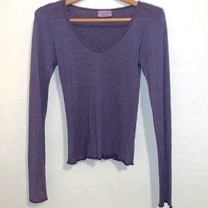 Michael Stars Vintage Purple Shine V Neck T Shirt